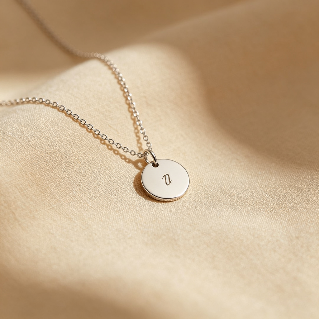 Engraved disc necklace